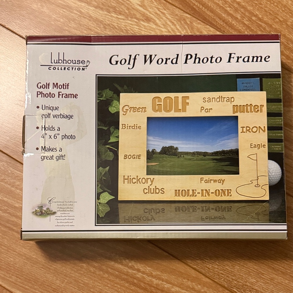Golf Word Photo Frame - Natural Wood